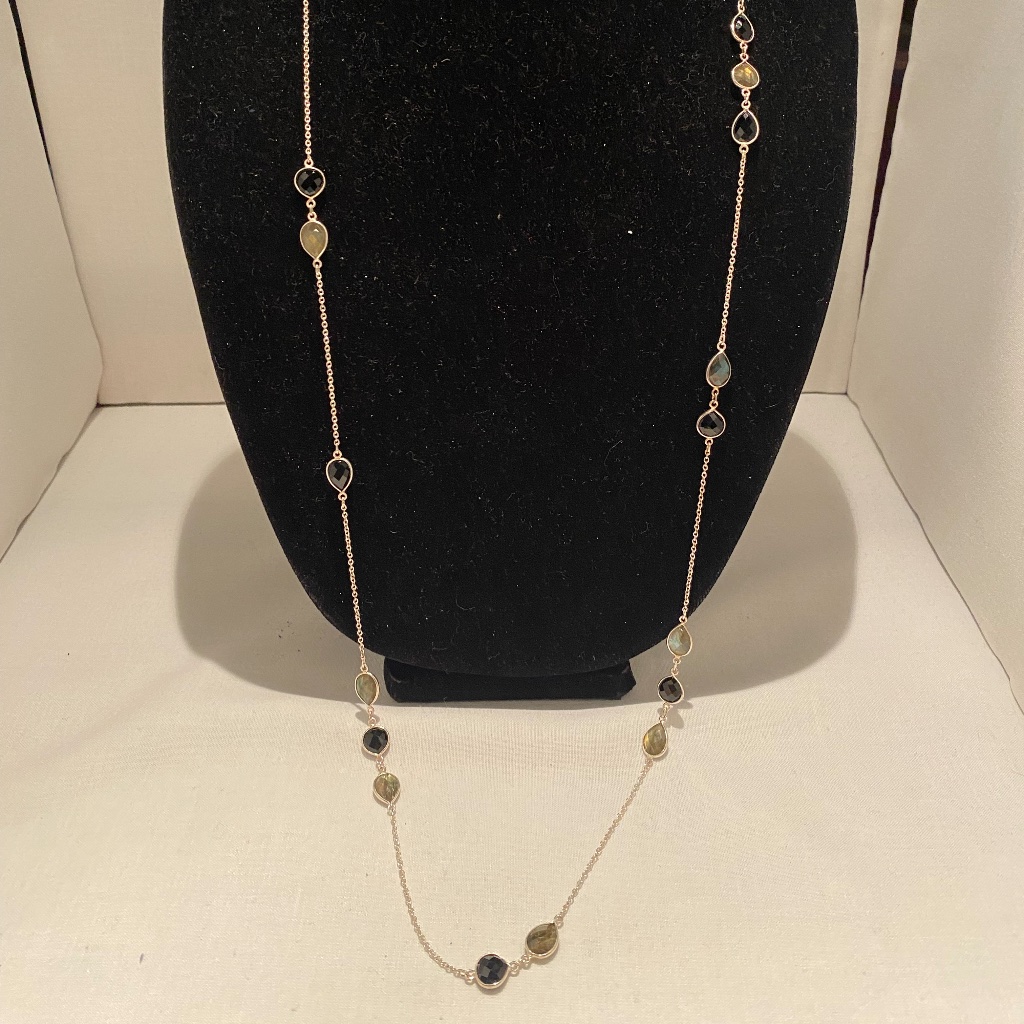 Sterling Silver Smoky Quartz Chalcedony Necklace 40$